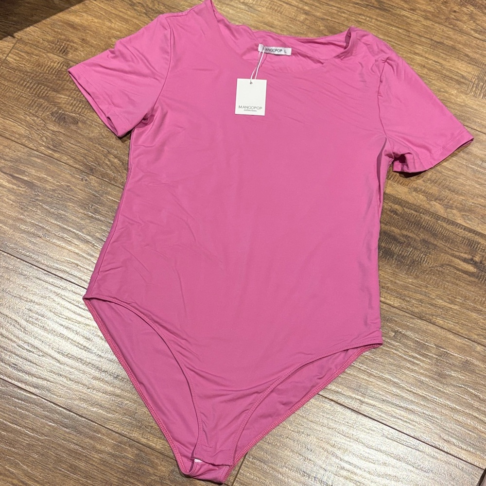 Mango pop Collection pink snap bottom short sleeve t-shirt bodysuit